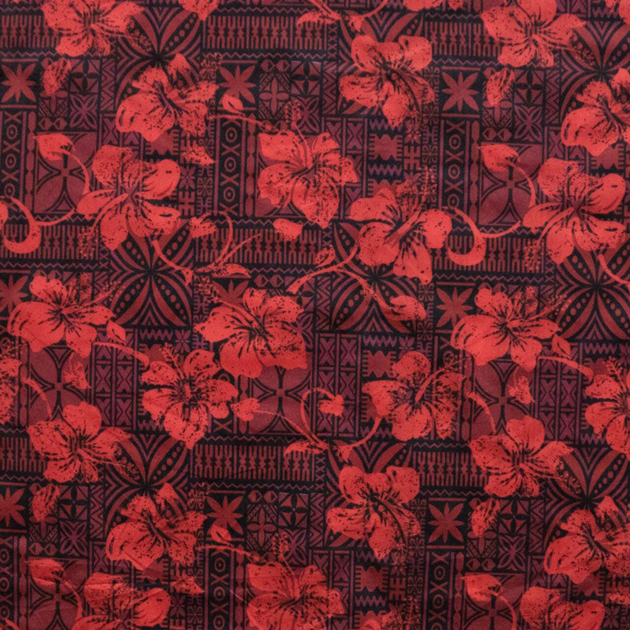 1 Yard Hibiscus Tapa Print Polyester Fabric for Crafts, Apparel, and Home Décor 60 Inch Width